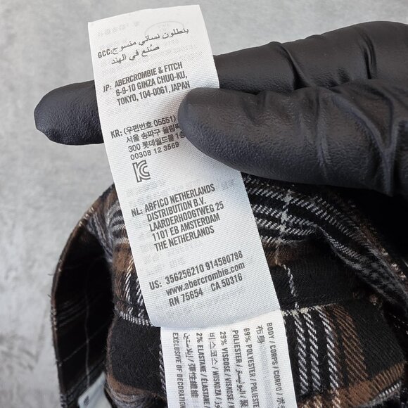 Hollister Pants Womens 7 Long Brown Black Plaid High-Rise Straight W28 Stretch - Picture 12 of 12